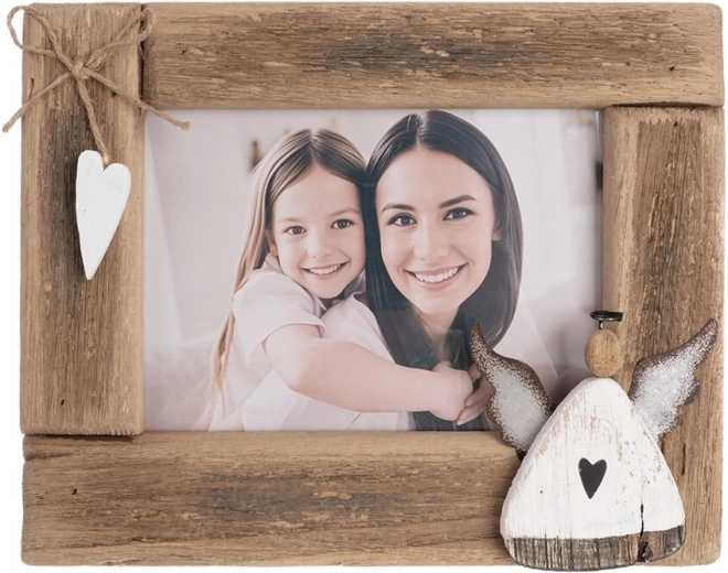 Cadre photo en paulownia avec motif d’ange, beige