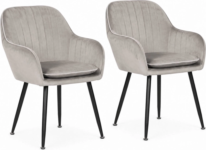 ModernHome chaise rembourrée en velours pour salle à manger et salon gris clair - 2 pcs