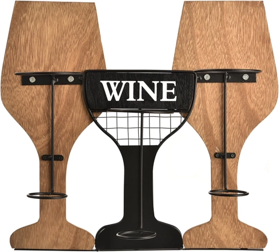 Porte-bouteilles design en bois et métal 39 × 11 × 35 cm