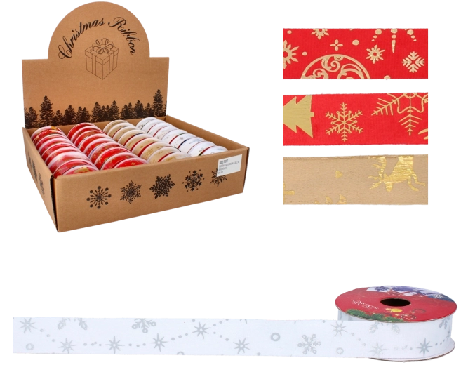 Ruban décoratif de Noël 2,5 cm × 2,7 m