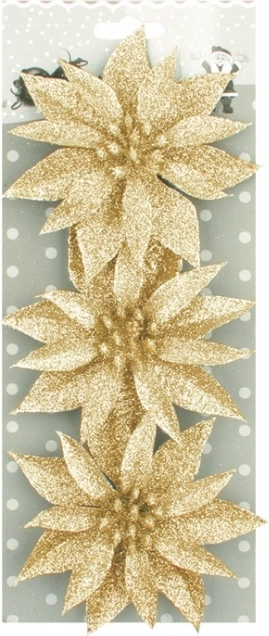 Roses de Noël à paillettes dorées