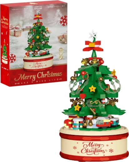 Kit de construction : sapin de Noël vert avec éclairage LED et mécanisme musical (683 pièces)