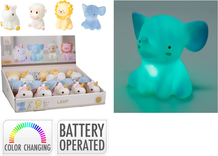 Veilleuse enfant RGB en forme d’animal 10 cm