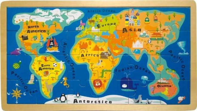 Puzzle à encastrer Carte du Monde pour Enfants