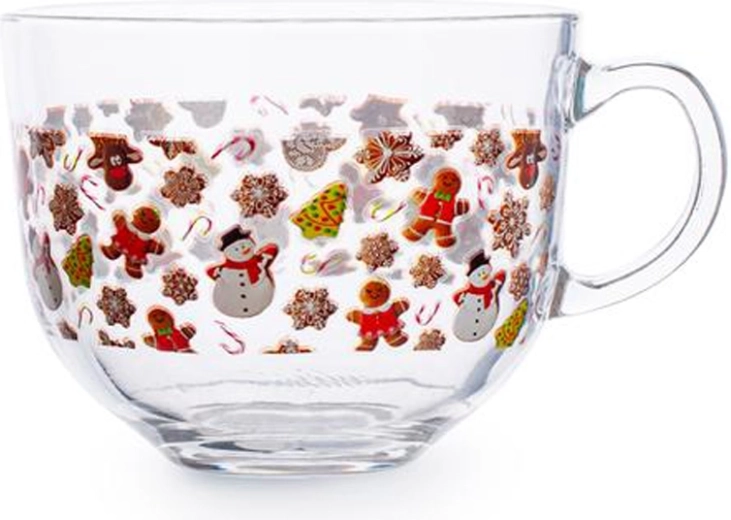 Tasse en verre TORO 400 ml avec motif de pains d’épices