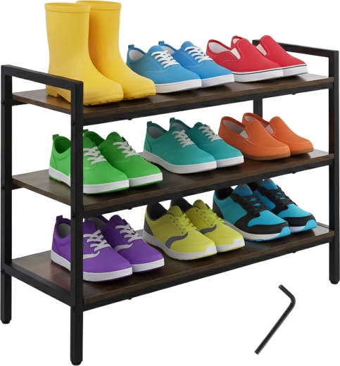 Étagère à chaussures Ruhhy à 3 niveaux 79 cm au style loft