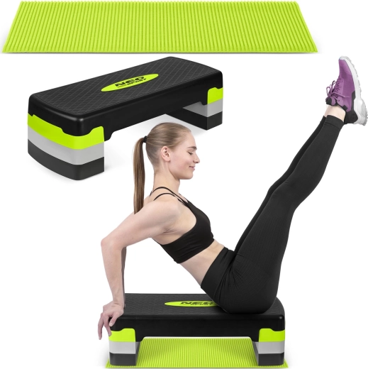 Step aérobic avec 3 hauteurs NEO SPORT + tapis antidérapant