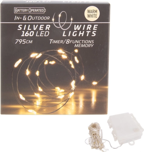 Guirlande lumineuse LED sur fil 160 LED lumière jaune avec minuteur (intérieur et extérieur)