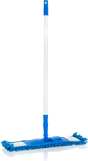 Serpillière plate en chenille avec manche télescopique, bleu foncé (42 × 13 cm, 68–120 cm)