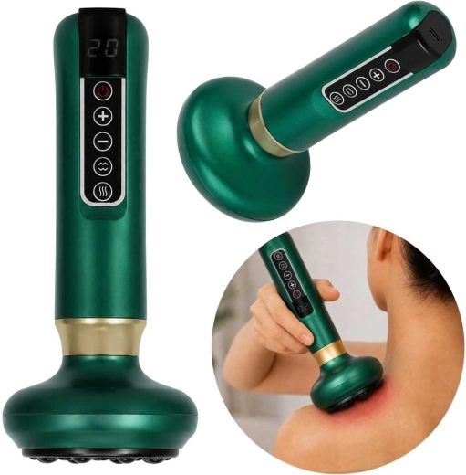 Appareil de massage électrique manuel avec fonction ventouses chinoises, USB, vert