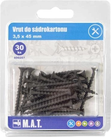 Vis pour plaques de plâtre 3,5 × 45 mm, filetage gros, phosphatée (30 pcs)