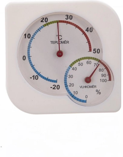 Thermomètre et hygromètre analogiques d’intérieur 7,5 × 7,5 cm blanc