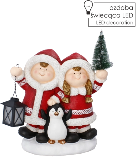 Figurine décorative de Noël enfants avec lanterne à éclairage LED - 1 pièce