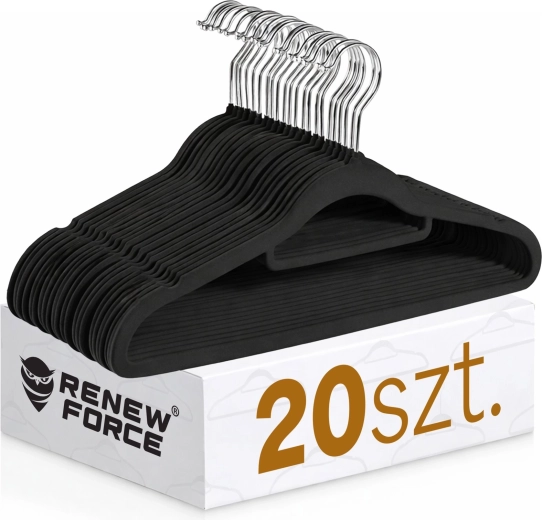 Cintres premium antidérapants Vlv noirs - 20 pièces