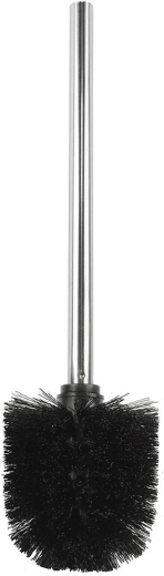 Brosse WC avec manche en acier inoxydable, noire, diamètre 8 cm