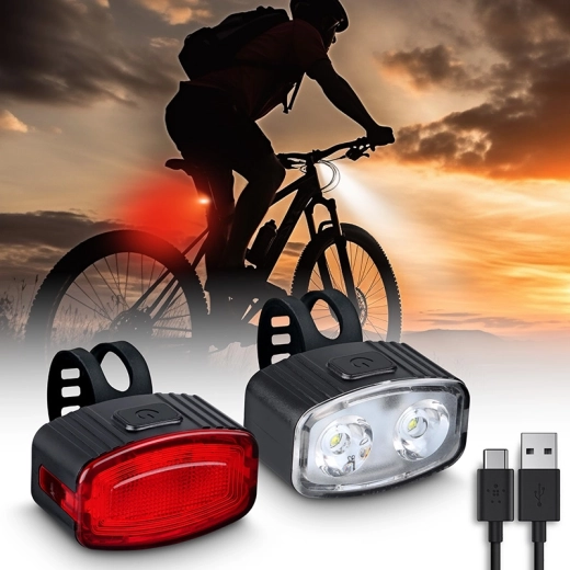 Solight ensemble de lampes de vélo rechargeables 160 lm (avant + arrière)