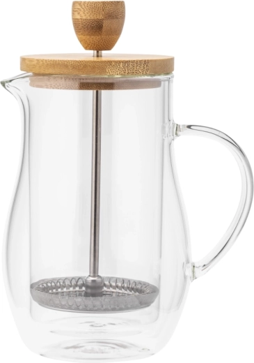 French press en verre avec couvercle en bambou 400 ml