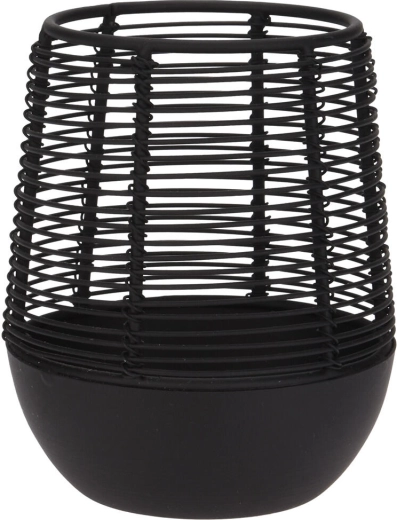 Bougeoir en fil métallique pour une bougie, noir, 10 × 12 cm