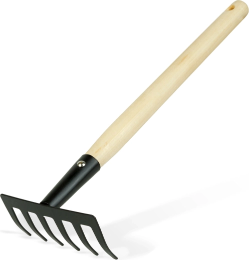 Râteau de jardin avec manche en bois de 50 cm