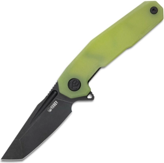 Kubey Carve Nest couteau pliant de poche, lame noire, manche G10 vert translucide