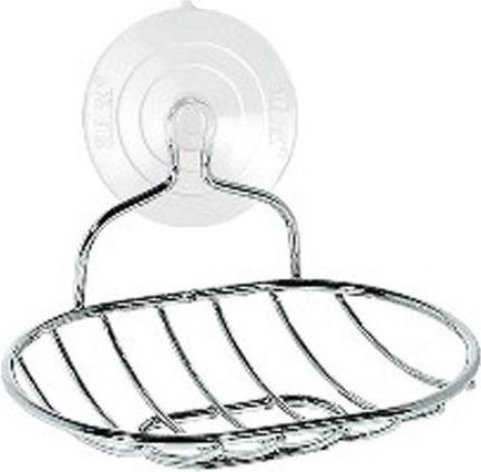 Porte-savon ovale suspendu avec ventouse, chromé