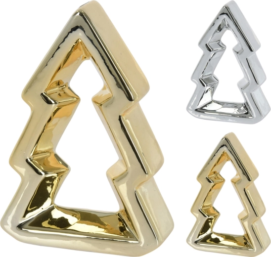 Sapin décoratif brillant 32 cm – argenté ou doré