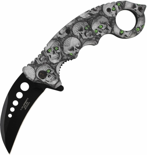 Herbertz CJH Totenköpfe couteau de poche pliant karambit 7,3 cm