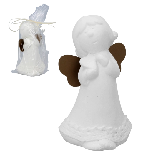 Figurine en céramique ange cœur doré 12,5 cm