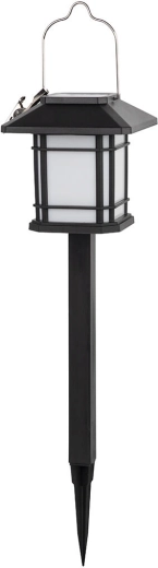 Lanterne de jardin solaire avec piquet, 12 LED, inox et noir, 40 cm