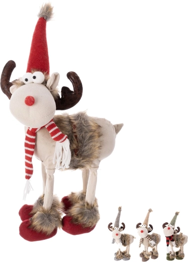 Décoration de Noël renne en polyester et métal 37 cm (4 variantes)