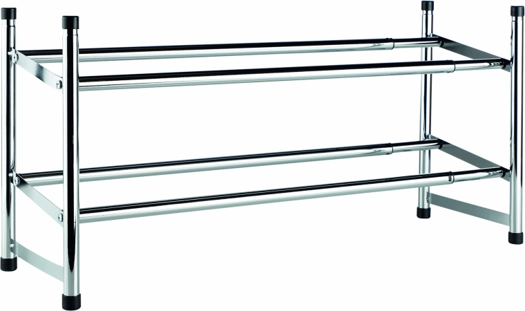 Étagère à chaussures en acier chromé réglable à deux niveaux