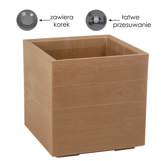 Pot Lamela Karo Eco Wood avec imitation bois naturel 39 cm