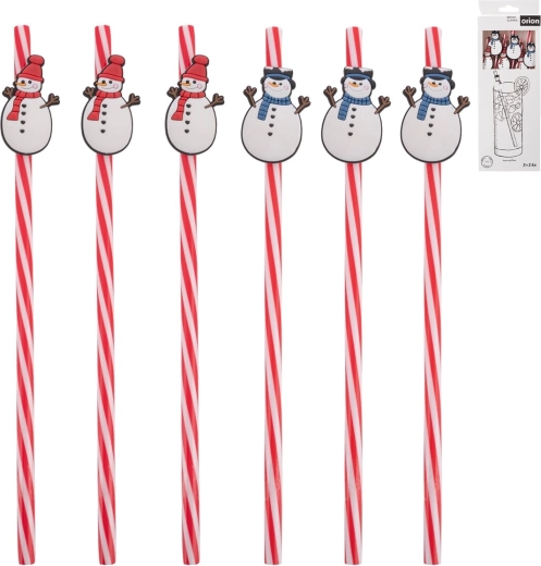 Pailles réutilisables motif Bonhomme de neige, 6 pièces