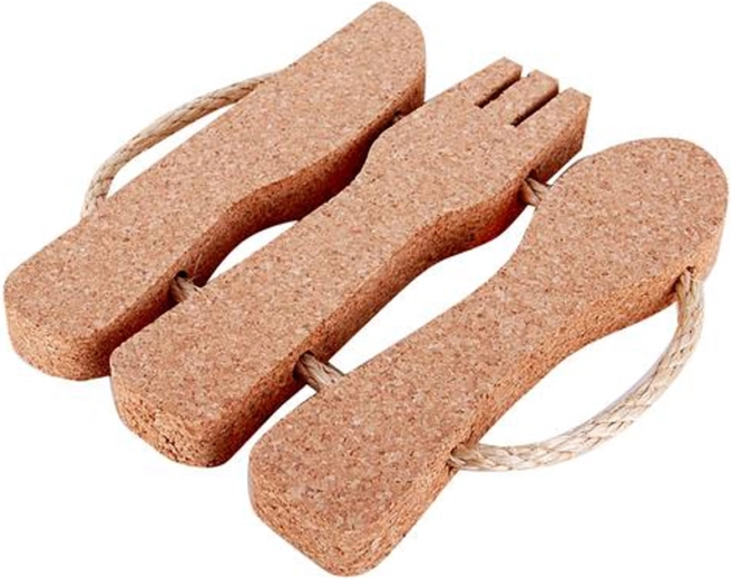 Dessous-de-plat en liège en forme de couverts 26 × 23 × 2,4 cm