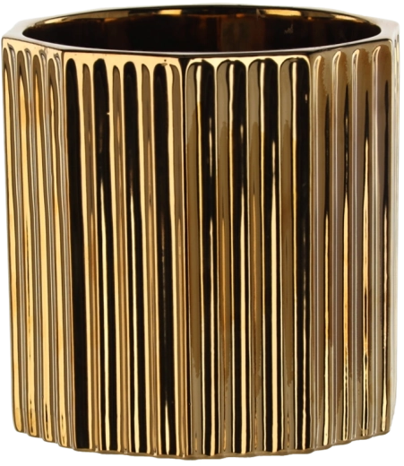 Cache-pot en céramique 18 × 18 × 18 cm doré à motif rayé