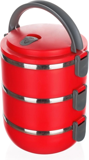 Jídlonosič Culinaria Red, boîte déjeuner isotherme inox à 3 niveaux 1,65 l