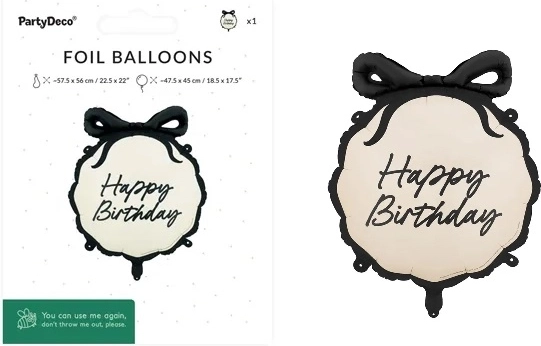 Ballon en aluminium en forme de pastille Happy Birthday 47,5 × 45 cm assorti
