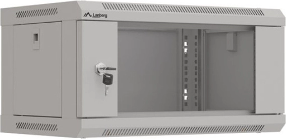 Armoire rack murale 19" 4U 540×350 grise avec porte vitrée (kit plat)