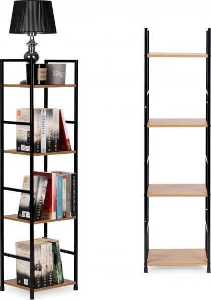 Étagère murale moderne en bois avec cadre métallique LOFT, 4 niveaux