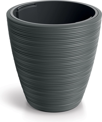 Pot de fleurs Vena round avec insert gris foncé 19,8 cm