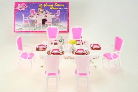 Glorie table à manger avec accessoires pour poupées