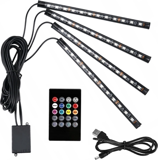 Éclairage LED RGB pour l’intérieur de la voiture avec capteur sonore