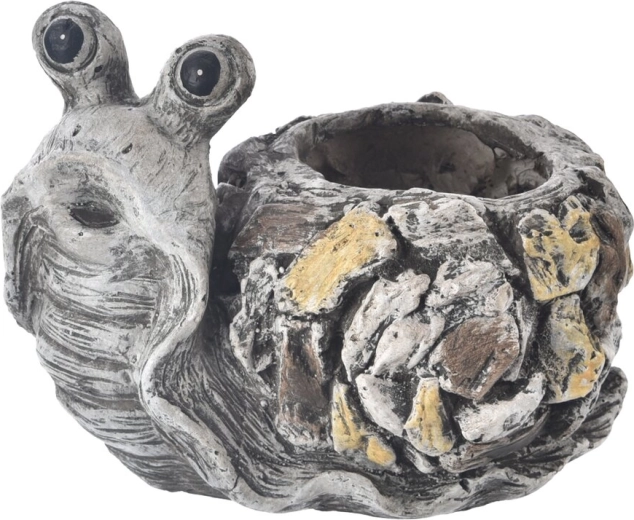 Pot de fleurs EBI en céramique en forme d’escargot, aspect pierre 30 × 23 × 23 cm