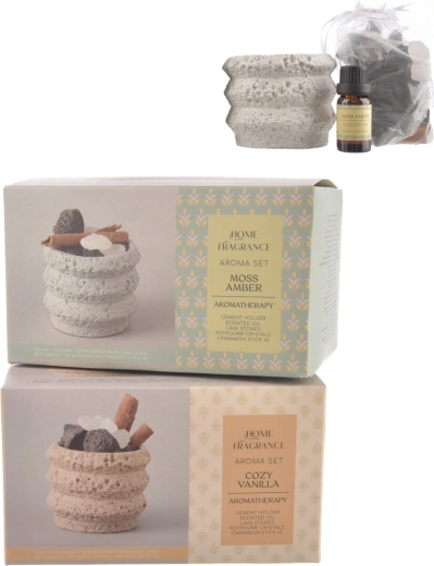 Coffret cadeau de pierres en ciment avec huiles parfumées 9 × 7 cm (2 variantes)