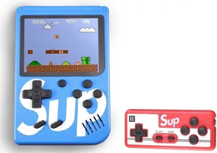 Mini console portable SUP 400 jeux - bleu (pour deux joueurs)