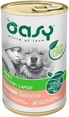 Oasy One Protein pâté pour chiens adultes de races moyennes et grandes au saumon 400 g