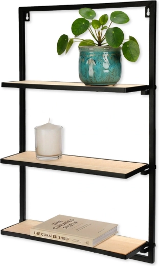 Étagère murale en métal noire à 3 niveaux 40 × 12 × 65 cm