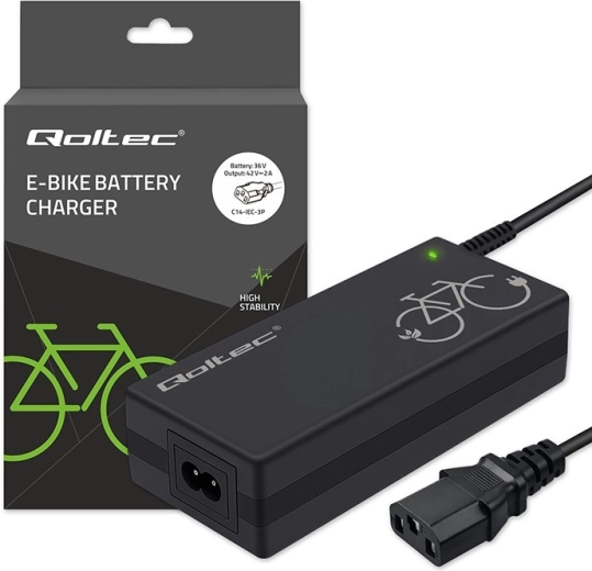 Chargeur pour vélos électriques 36 V, 42 V, 2 A avec connecteur C14 IEC 3 broches + câble d’alimentation