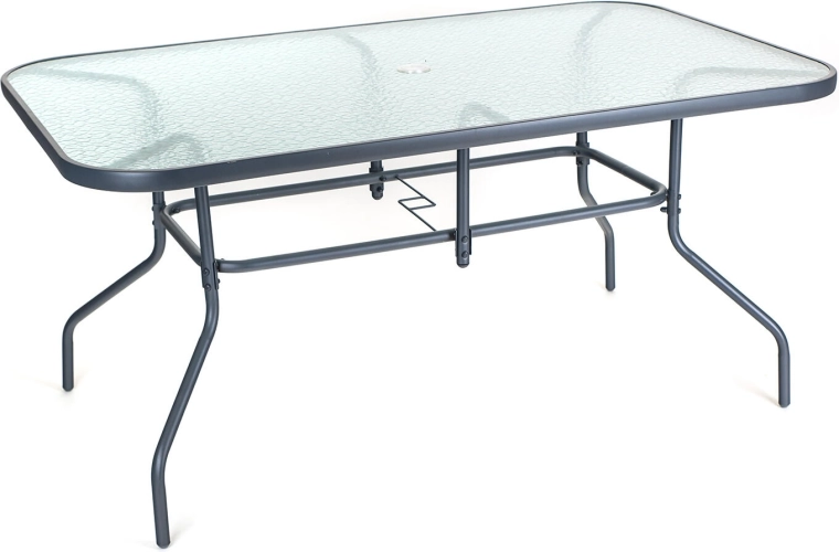 Table de jardin VERRE 150 × 90 cm acier et verre