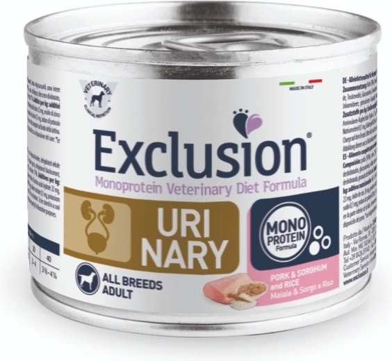 Exclusion UM20 Urinary pâtée pour chiens 200 g, porc au sorgho et au riz